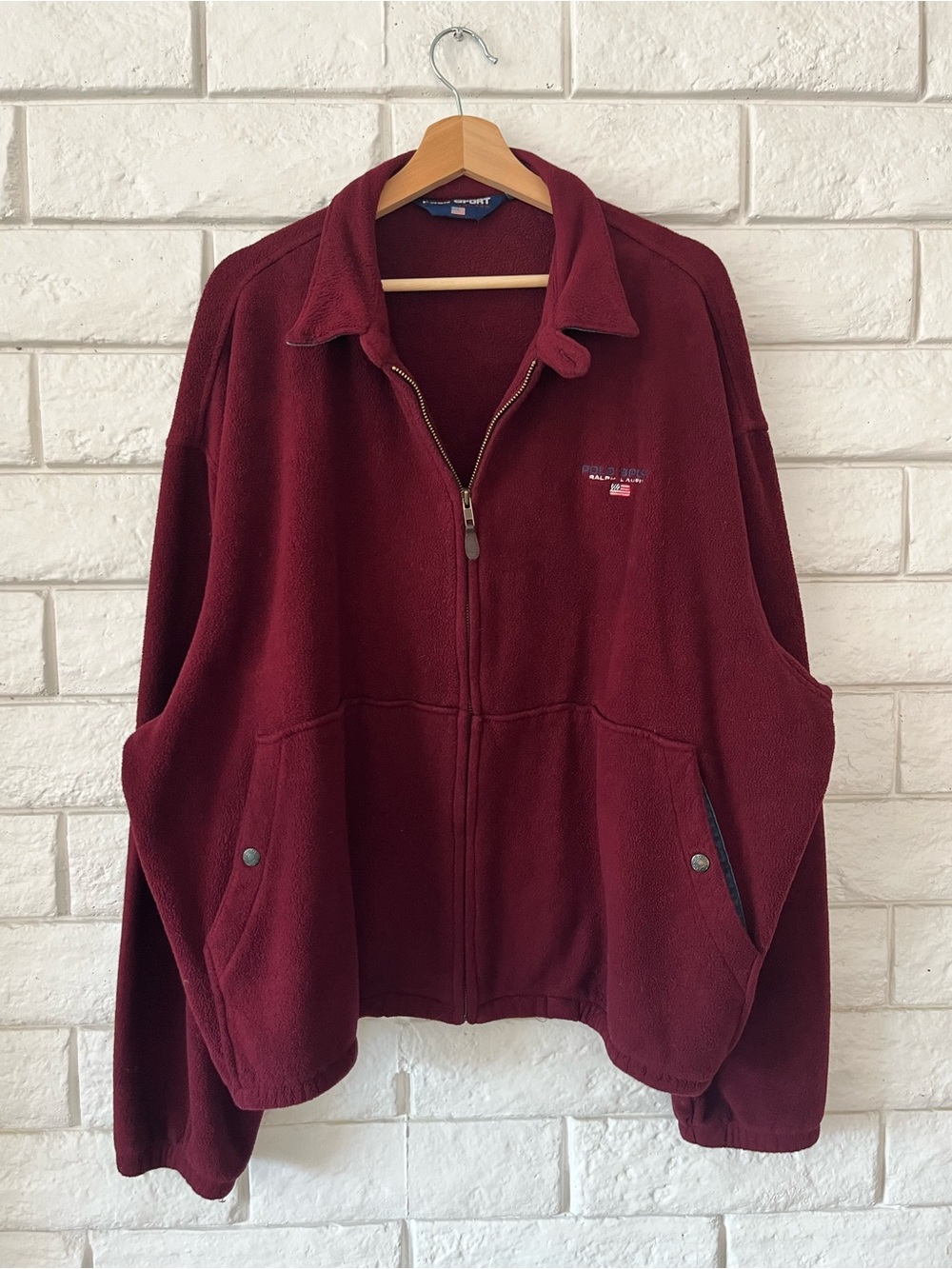 Vintage Polo Sport Ralph Lauren Burgundy Fleece Full-Zip XXL